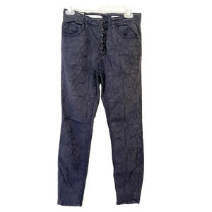 Anthropologie Pilcro High Rise Pant Dark Gray Skinny 28 Damask Floral Boho Women